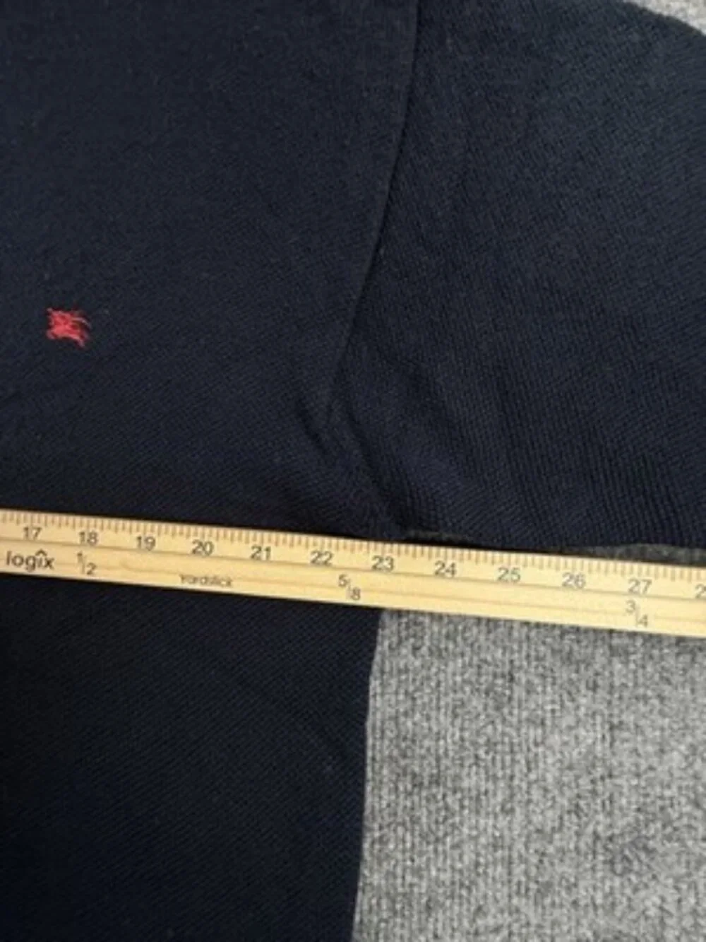 Burberry Navy Blue Cardigan V-Neck Sweater Logo 8 Men Solid Knit Long Sleeve